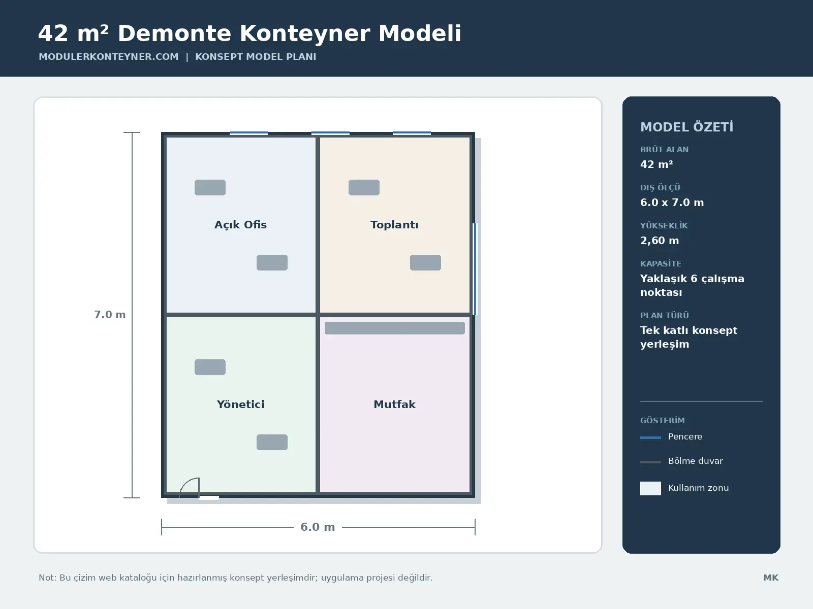 42 m² Demonte Konteyner Modeli